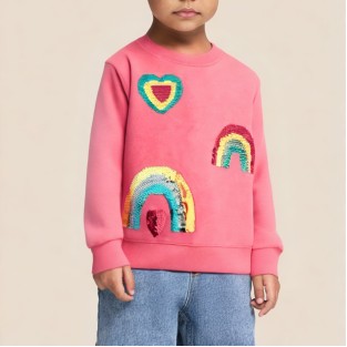 Cute pink long-sleeved sweatshirt for girls