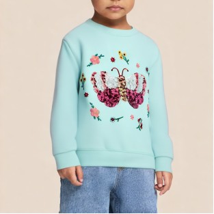 Cartoon butterfly print girls' sweatshirt
