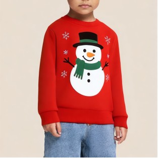Red cartoon round neck sweatshirt for girls