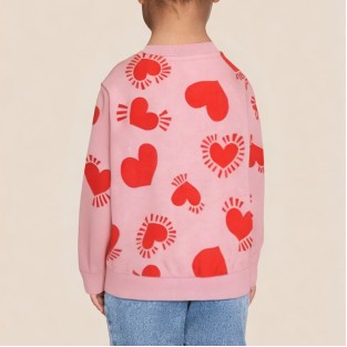 Heart-print crew neck sweatshirt for girls