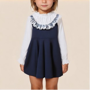 High-quality round neck lace girls' dress