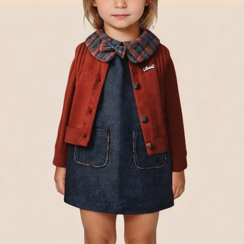Plaid peter pan collar two-piece girls' dress