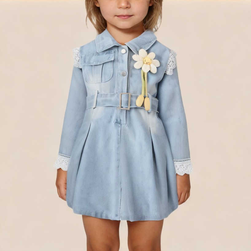 Casual blue denim dress for girls