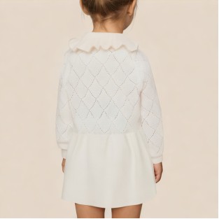 Cute solid color ruffled collar girls' dress