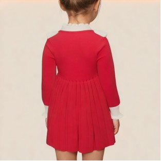 High-quality red ruffled girls' dress