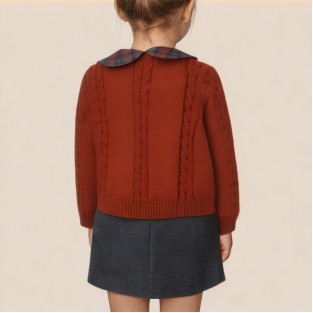 Plaid peter pan collar two-piece girls' dress