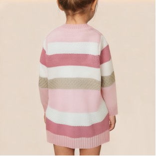 Colorful color-blocked knitted dress for girls