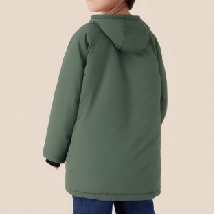 Green hooded comfortable long coat for boys