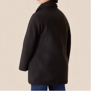 Luxurious black warm long coat for boys