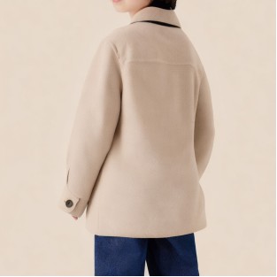 Simple windproof lapel long coat for boys