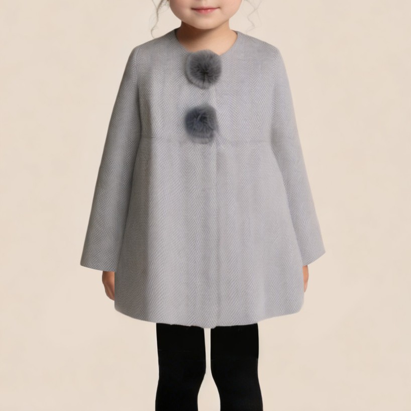 High-quality gray girls' wool coat