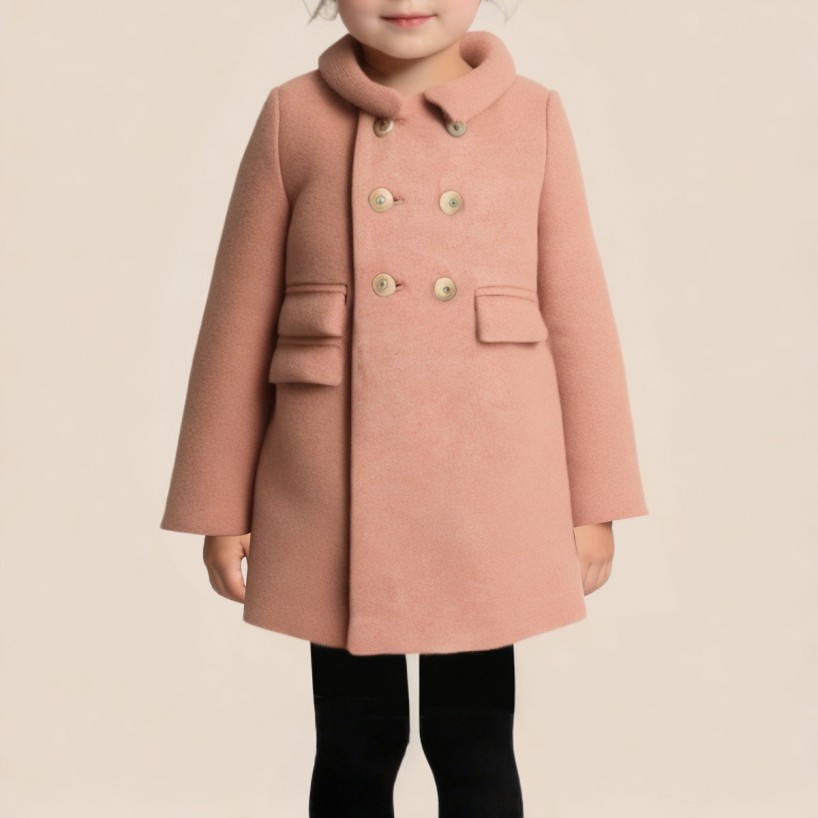 Warm and comfortable double-breasted girls' coat