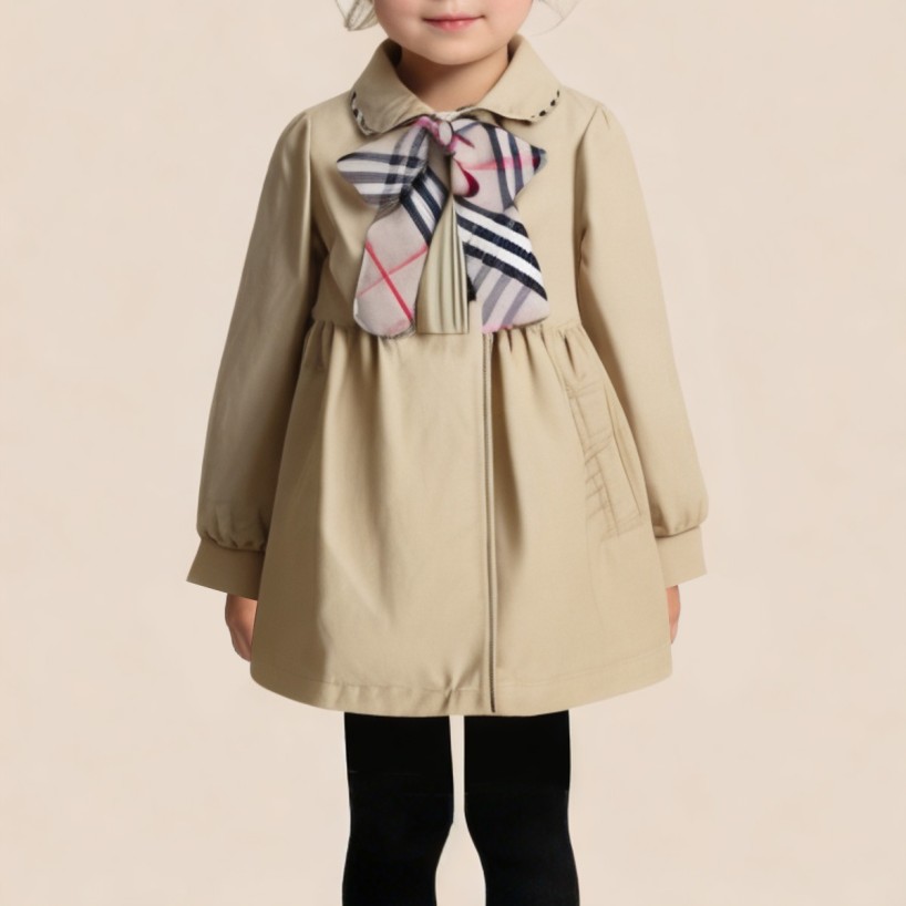 Thick collared long-sleeved coat for girls