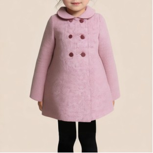 Classic pink double-breasted girl's coat