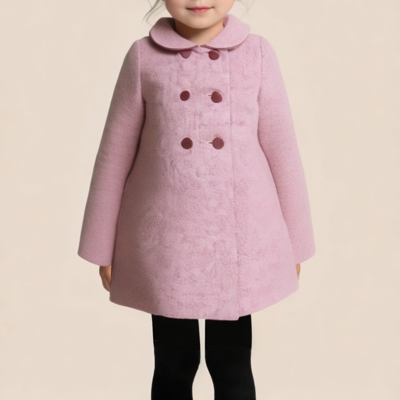 Classic pink double-breasted girl's coat