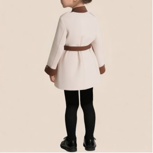 Color-blocked lapel elastic waist girls' coat