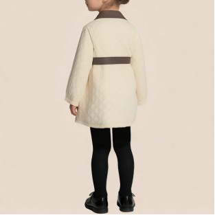 Elegant contrasting color lapel coat for girls