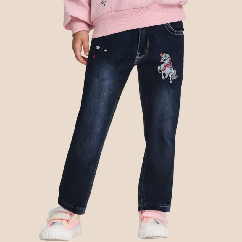 Classic washed and faded girls' jeans