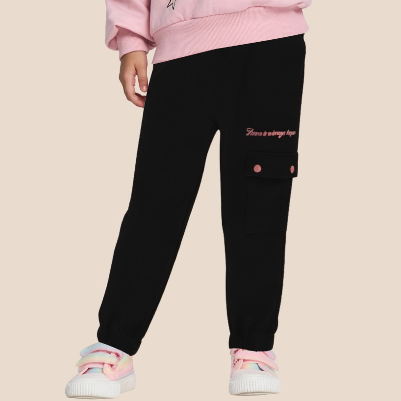 Black soft and comfortable textile pants for girls
