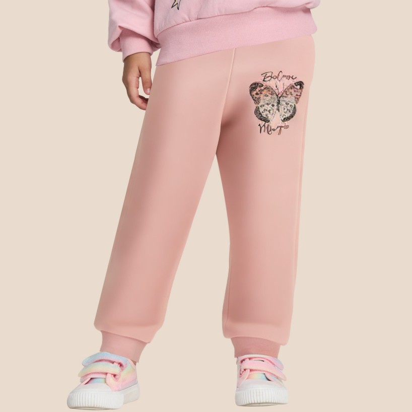 Pink elastic waist girls' athletic pants