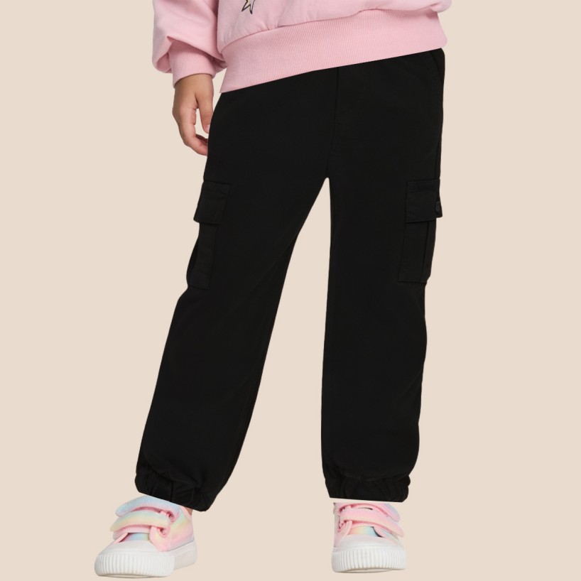 Black comfortable girls' work pants
