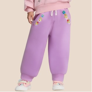 Casual floral embroidered girls' trousers