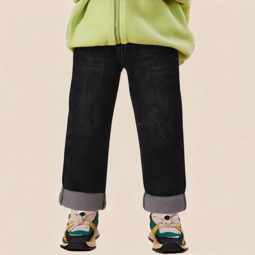 Black straight-leg durable boys' jeans